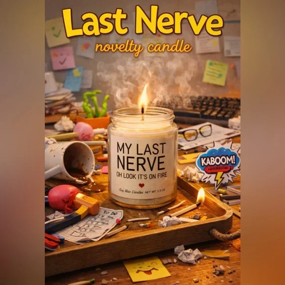 Last Nerve Novelty Candle in glass jar-NIB - Picture 1 of 5